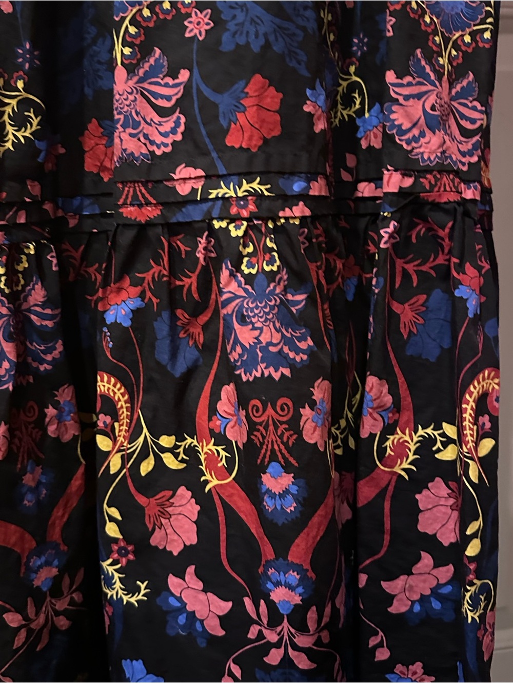 Sugarlips Black Floral Midi Dress with Pink & Blue Accents - Picture 6 of 8